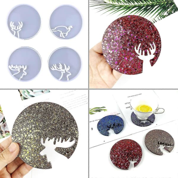 Runda Resin Silikonformar DIY Kristallim Älg Djur Förvaringsbricka Form