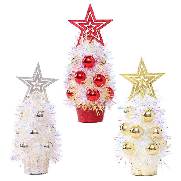 Mini Julgran Artificiales Minityr Dekoration Skrivbord Topper Skrivbordsträd med litet julgran