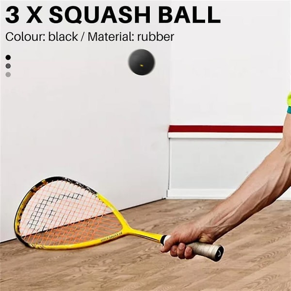 3 st squashboll En-gul-prick låghastighets sport professionell spelare tävling squash