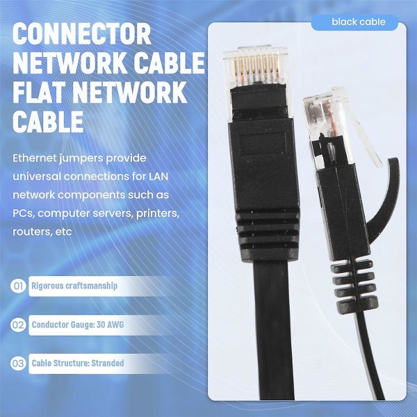 6 stk 1 ft fladt internet netværkskabel solid Cat6 højhastigheds patch LAN-kabel med snagless Rj45-stik