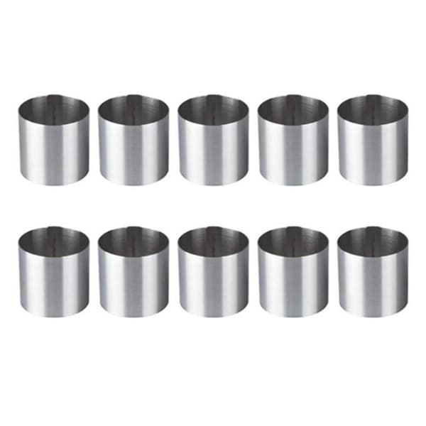 10 stk. Rustfrit Stål Mousse Ringe Runde Biscuit Cutter Kageform Køkken Bageværktøj til Tærte