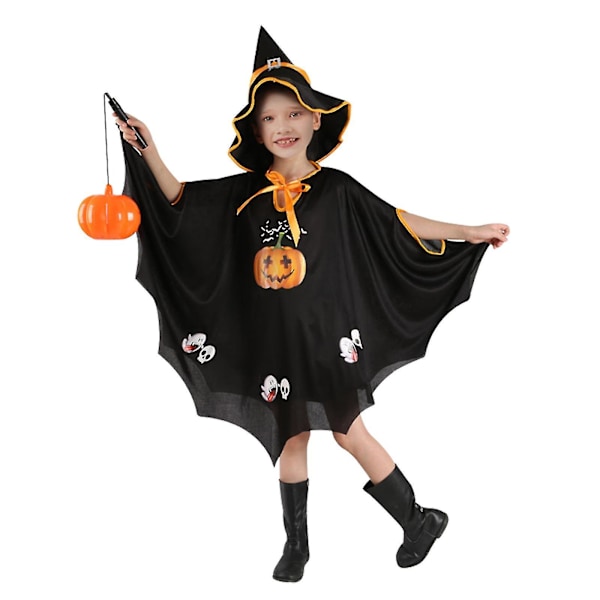 Halloween-mantelkostym Spöke Pumpa Cape Mantel Fest Cosplay Kläder Outfit För Pojkar Flickor