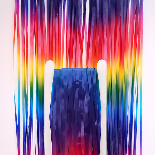 Mengxi Pet Gradient Flerfärgad Glitter-Dekoration med fransar Bakgrundsdraperi för födelsedagsfest