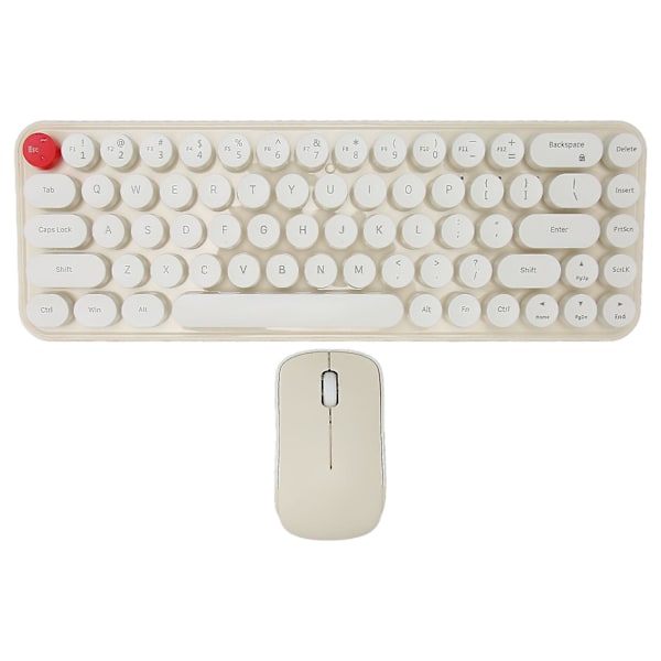 Trådlösa tangentbord och mus-kombinationer 68 tangenter 2,4 GHz Retro skrivmaskinstangentbord Optisk mus för bärbar dator Beige