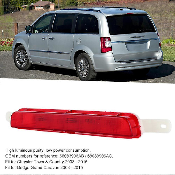 Yläasennusjarru- ja takavalo 68083906AC, korvaava osa Dodge Grand Caravanille