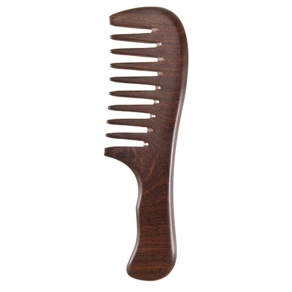 Sandelträ bred tand kam lockigt hår Bärbar bred/tät grov tand trä kam hår massage verktyg för kvinnor