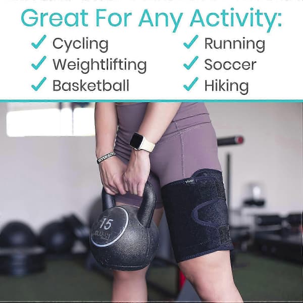 Lårskydd - Hamstring Quad Wrap - Justerbart kompressionsstöd för sträckta ljumskmuskler, stukningar, quadriceps, tendinit, träning, ischias