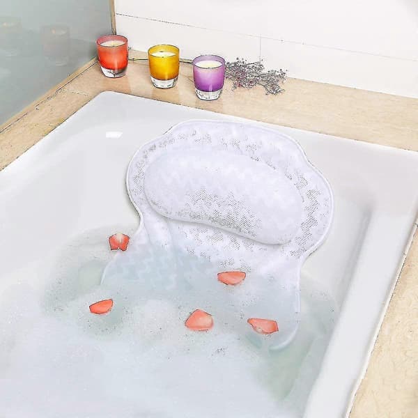 Badekarputer Jacuzzi Matte, Store Spa-puter, Premium med 6 Store Sugekopper, Støtte for Hode, Nakke og Skuldre