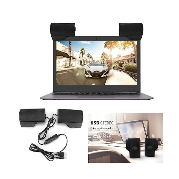 Kannettava Mini-klipsi USB-stereo kaiutin äänipalkki Clip-on kaiuttimet kannettavalle tietokoneelle puhelimelle musiikkia varten