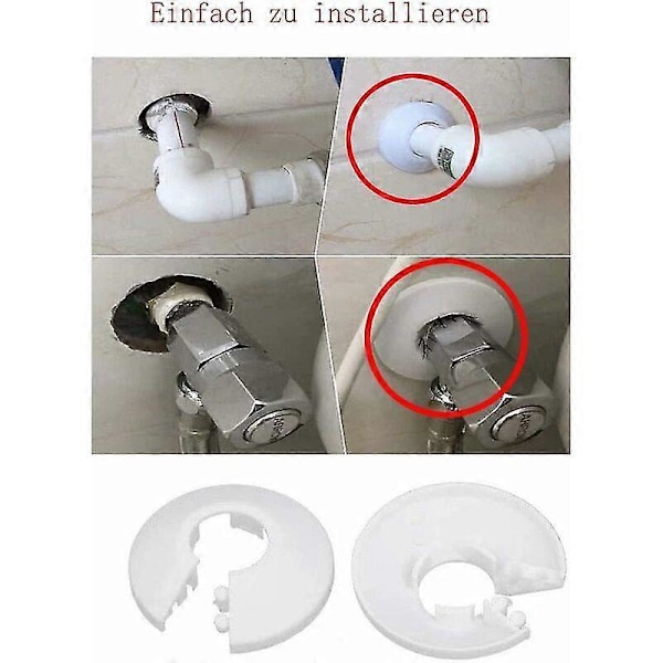 Radiator Roset Rørafdækning Til Radiatorvarme VVS Væghulafdækning Gulv 16 Mm / 20 Mm / 25 Mm 24 stk. Triomphe (hvid)