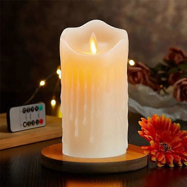 LED-ljus, flimrande flamlösa ljus, uppladdningsbart ljus, äkta vaxljus med fjärrkontroll, 12,5 cm