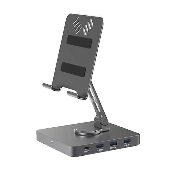 10-i-1 Hub Ställ Typ-C Dockningsstation - Kompatibel 4K60Hz PD100W Vikbar Roterbar Skrivbordshållare Laptop Tillbehör