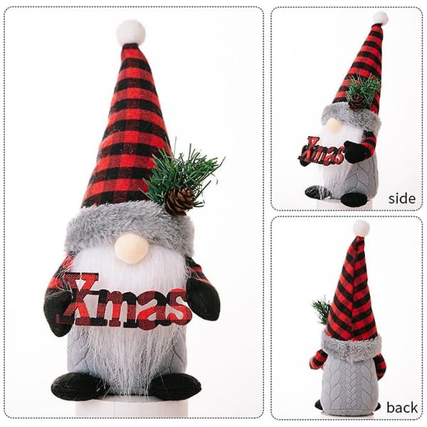 Julepynt Julehat Figur Rød og Sort Alfabet Stående Nisse Mand