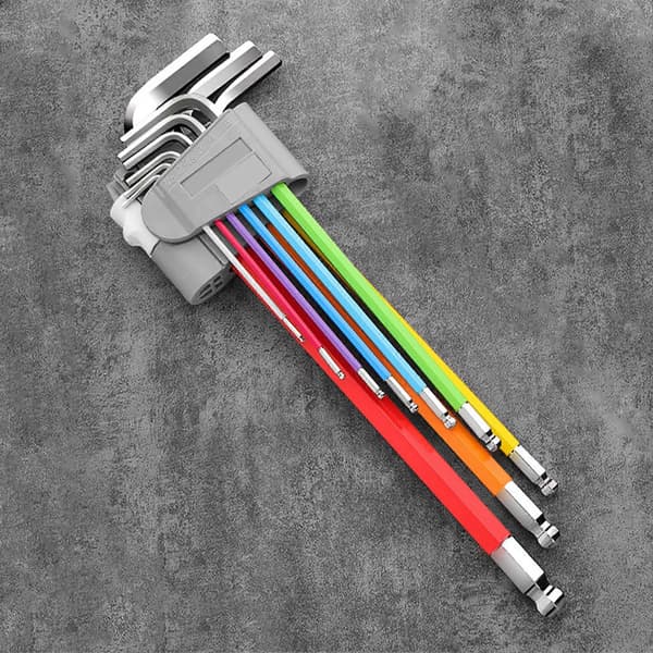 Premium Hex-nøkkelsett Multifarget Lang Arm Kulehode Design med T-håndtak Krom Vanadium Stålverktøy