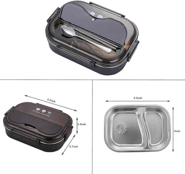 304 Rustfritt Stål Isolert Matboks Lekkasjesikker Matbeholder, Bento Boks for Voksne, Menn, Kvinner