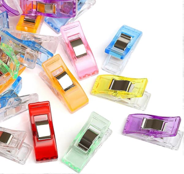 108-pack 2,7 cm x 1 cm Plastklämmor för Tygbindning Sömnadshantverk