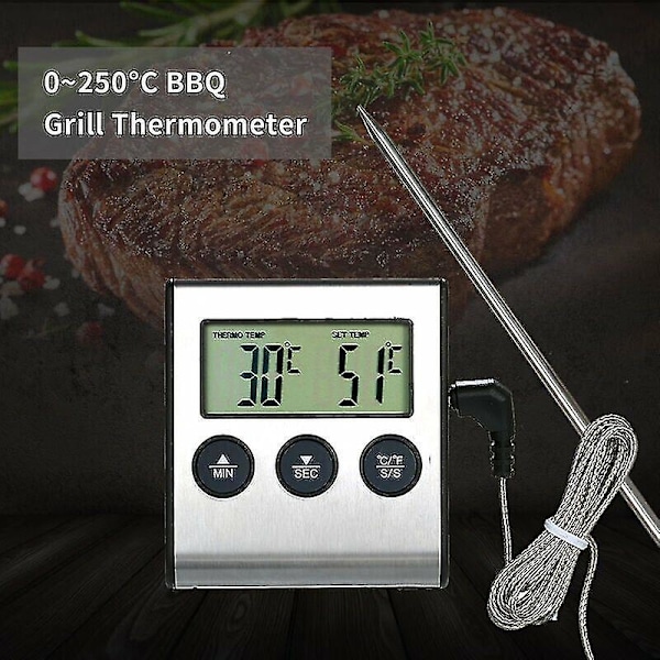 Köks Termometer Timer Elektronisk Sonda Kötttermometer Grill