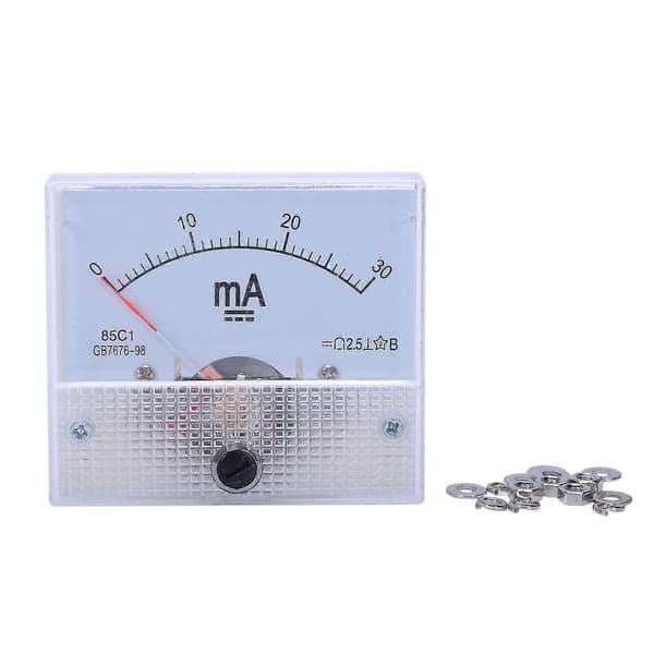 DC 0-30mA Analog Strömgivare Panelmätare Ammeter 85c1 30mA, Vit