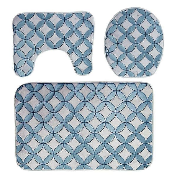 3 st/set 3D Geometri Tryck Dammtät Vattenabsorberande Badrumsmatta Set (Grå)