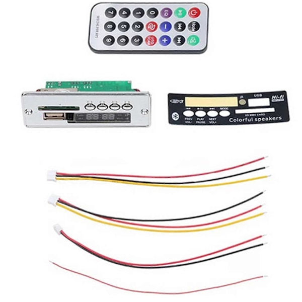 Mini 12V Blå Lys MP3 Dekoder Audio Dekodingstavle Tidvisning Støtter U-Disk TF Kort FM Dekodermodul