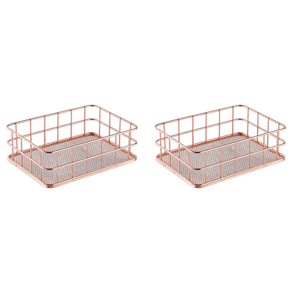 2x Metal Opbevaringskurv Opbevaringsboks Jerngitter Opbevaringsskuffe Netkurv Opbevaringskasser Opbevaringskurv G