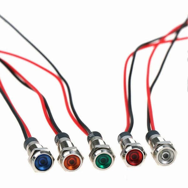 5 stk Indikatorlys Ledningsført Ultra Lys Vanntett 6mm LED Dash Panel Advarselslampe for Bil