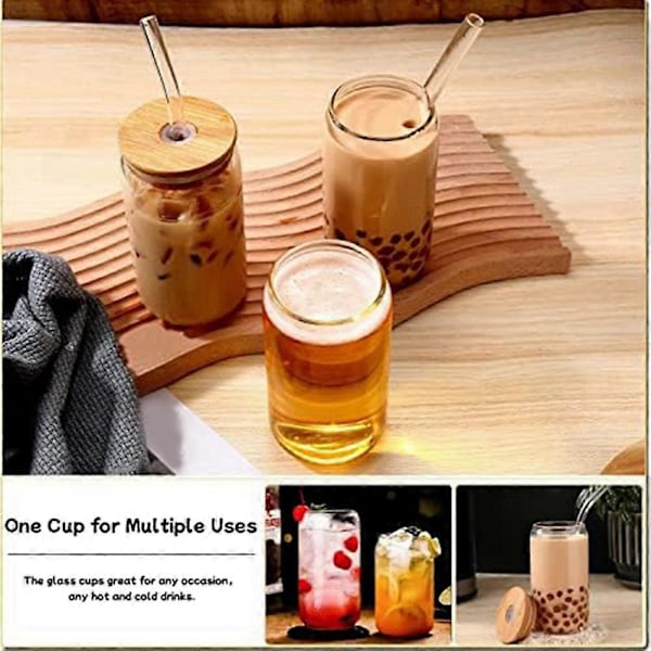 Glasmuggar 16Oz, Glasmuggar med Lock och Sugrör 4St Kaffemuggar, Dricksglas