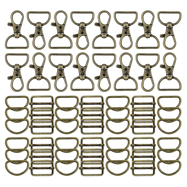 56 st Nyckelringshakar med D-ringar Set Handväska Hårdvara för väsktillverkning Snöresnapkrokar Vridbart lås