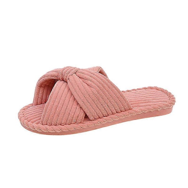 Hjemmesko til Kvinder Memory Foam Hus Soveværelse Fløjlsbukser Sløjfe Krydsbånd Slide Hjemmesko Sko Komfortable Trendy Gave Hjemmesko pink