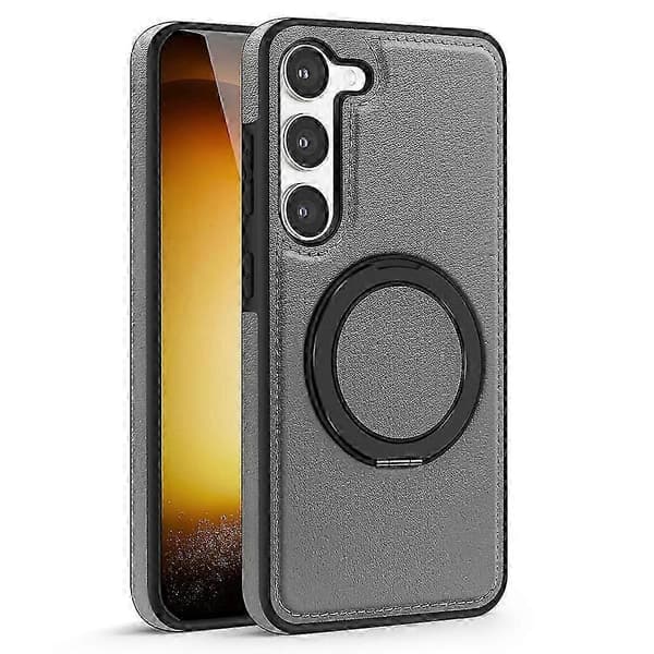 For Samsung Galaxy S23 Magnetisk Deksel Roterende Ringstativ PU-skinn+PC+TPU Bakdeksel -