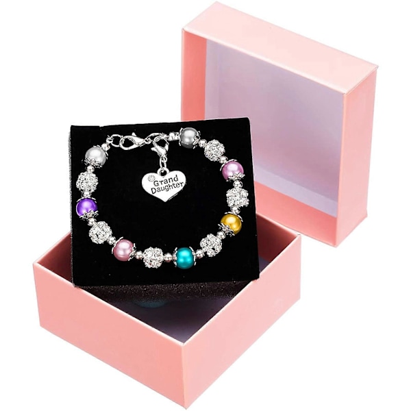 Hjerte Charm Armbånd Imitation Perle Perlearmbånd Klar Rhinestone Krystal Kugle Hånd Smykker YEMAA