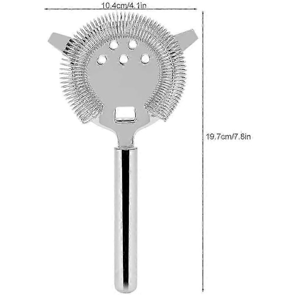 Cocktail Strainer i rustfrit stål, Professionel 2-benet bar strainer sølv