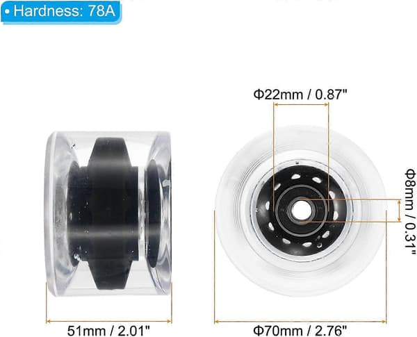 78A Longboard Hjul med ABEC-9 Lejer Bløde Cruiser Hjul til Skateboards Hjul PU Materiale, Sort