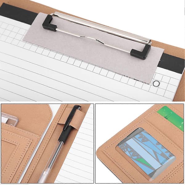 Multifunktionel A4 PU Business Dokument Konference Mappe Organizer Etui M/kortlommer Sort
