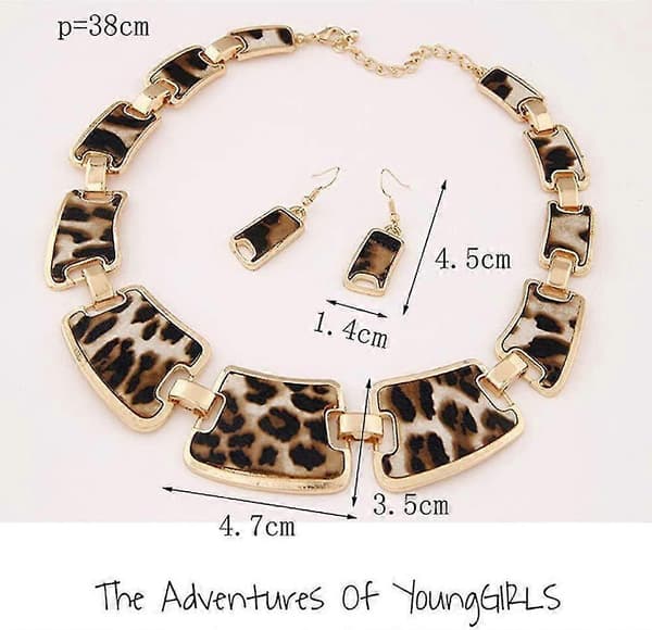 Bryllupshalskæde Dame Mode Leopard Halskæde Og 1 Par Øreringe Sæt (brun, One Size)-Yvan