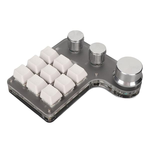 Mini Custom Keypad 9 Taster 3 Knotter Programmerbar RGB Bakgrunnsbelyst Programmering Makro Keypad for Datamaskin Spillprogramvare Hvit