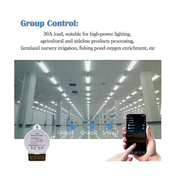 Effektmätare Zigbee Switch 30a Hög Effekt Ac90-250v Tuya Smart Life App Alexa Google Assistant Röststyrning (vit)