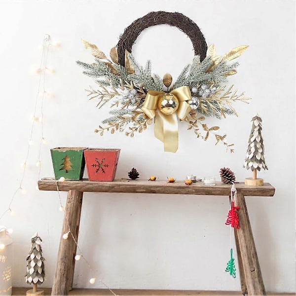 Julepynt Omvendt Garland Dekoration Grene Rattan Gylden Garland Multifunktionel Ferietema Fest