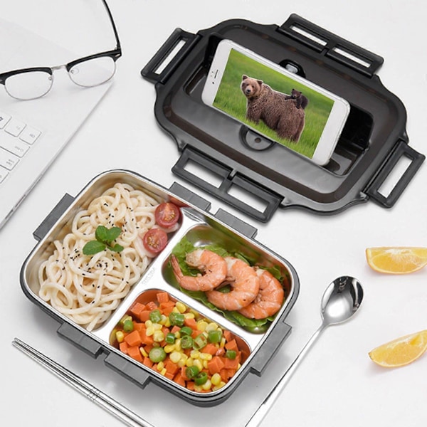 Bento Lunchlåda Rostfritt Stål Isolerad Flerlagers Bento Matbehållare Förvaring Lunchlåda 1L A