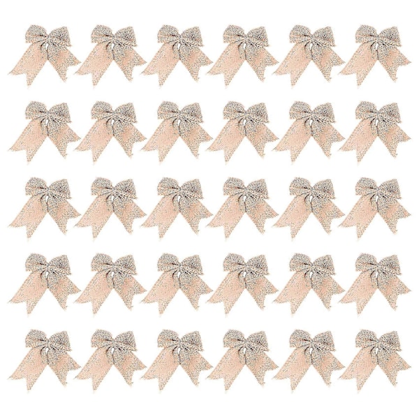30 st Burlap Bågar Burlap Båge Knyt Handgjord Burlap För Jul Dekorera Trädfestival Semester Par