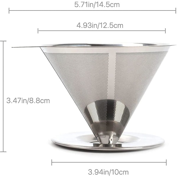 Pour Over Coffee Dripper Gjenbrukbar Drip Cone Kaffefilter Bærbar Pour Over Coffee Maker Home Offi