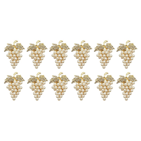 Servettringar för vindruvor set om 12, med glittrande imiterad diamant och pärlor inlägg legering servettring
