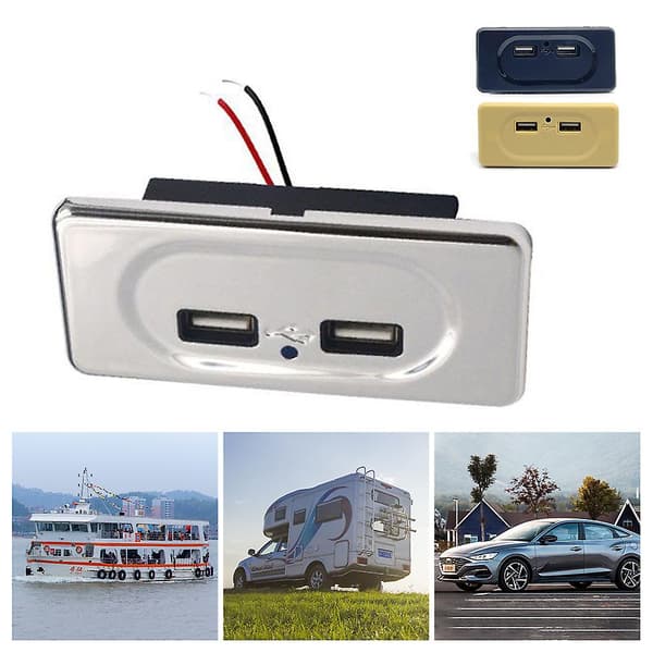 12v 31a Dobbelt USB-oplader Strømstik Adapter Opladningspanel Montering Med LED-lys Til Motorcykel Bil Båd ATV UTV Camper Caravan