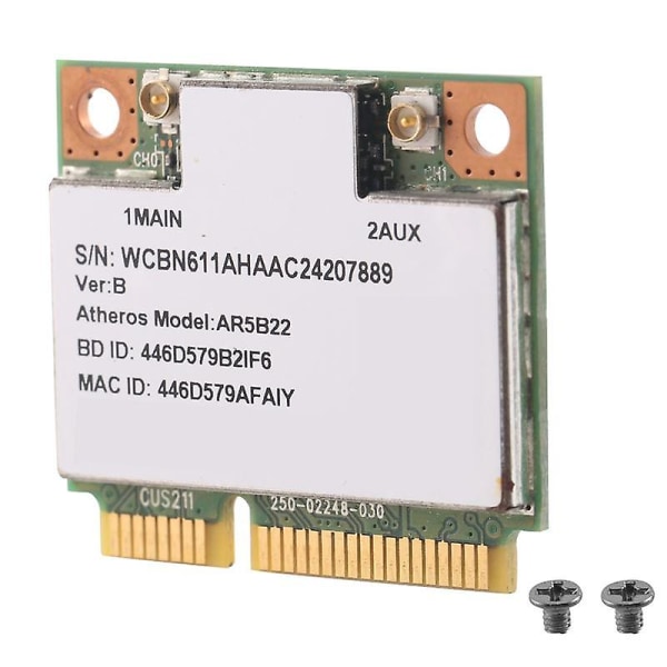 Ar9462 Ar5b22 Wb222 Halv Mini Pcie 300mbps+bluetooth4.0 Wlan Wifi Trådløst Kort