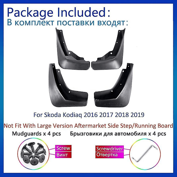 Bil Mudflap For Skoda Kodiaq 2016 2017 2018 2019 4x Mudguards Fender Styling Tilbehør Oppgradering Guard Flap Sprutbeskyttelse