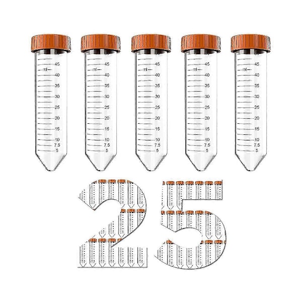 Koniska centrifugrör - 50 ml centrifugrör, 25 st sterila rör med läckagesäkra skruvlock, C