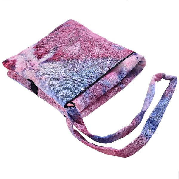 Strandstolsöverdrag med sidofickor Poolhandduk Solstolöverdrag Mikrofiber Tie Dye Strandhandduk för Semester, Solbad Purple