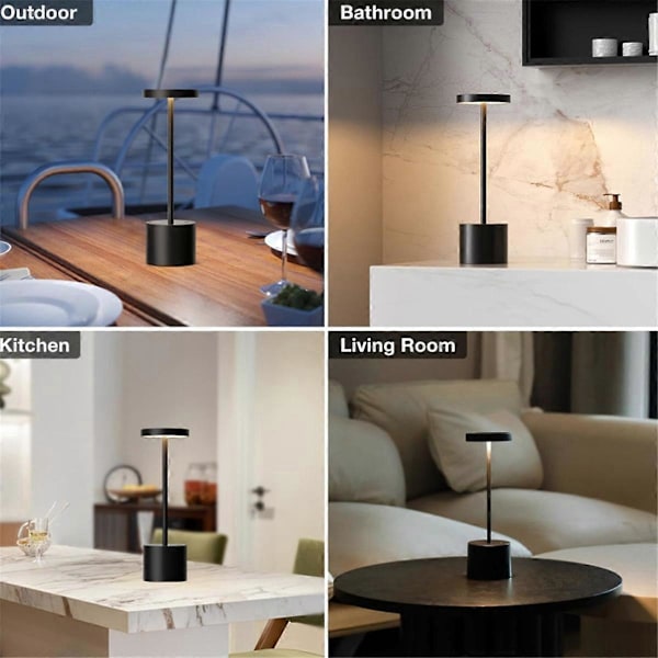 2 stk. Trådløs Bordlampe 800mAh Oppladbare Batteridrevne Lamper 3 Farger Trinnløs Dimming LED Trådløse Utendørslamper