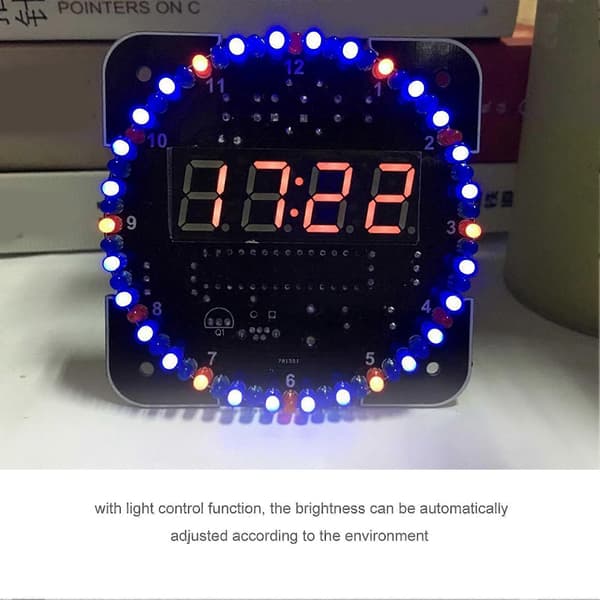 LED Digital Klocka Kit med DIY Ljuskontroll och Temperaturvisning - Blå