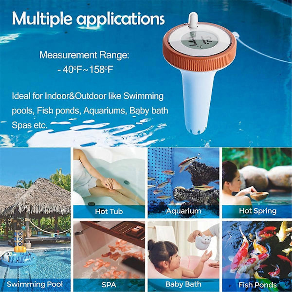 Pool Termometer Trådløs Flydende Letlæselig, Digital Pool Termometre, til Swimmingpool, Badekar,